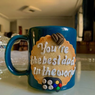 Polymer clay mug for dad 