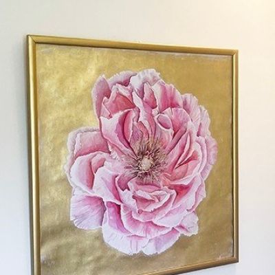 Peony gold Framed painting