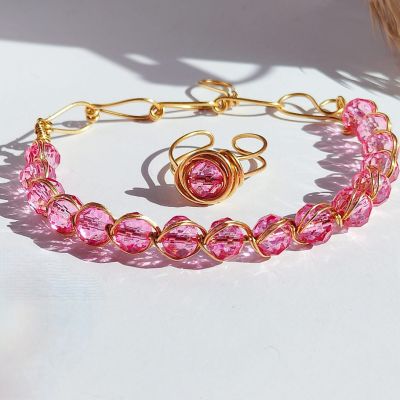 Crystal beads bracelet& ring