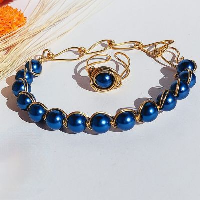 Glass bearl& copper bracelet