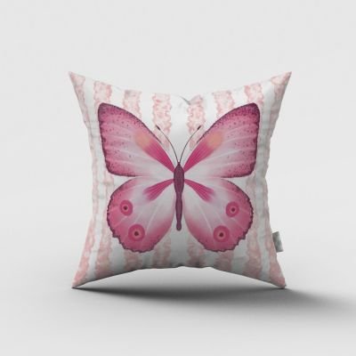 Magenta butterfly cushion cover