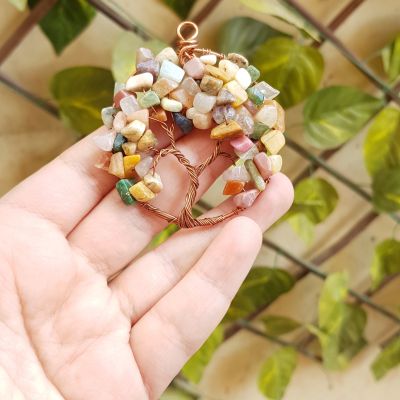 Tree pendant from red copper and gemstones🧡 