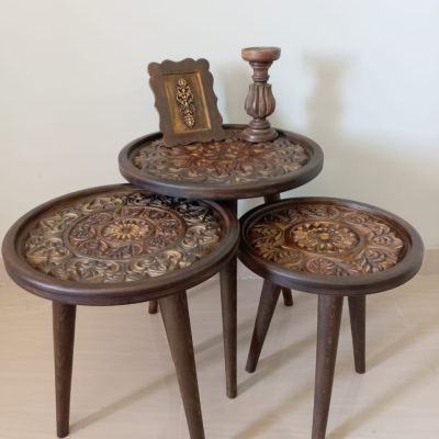   Oriental Set of 3 round tables 