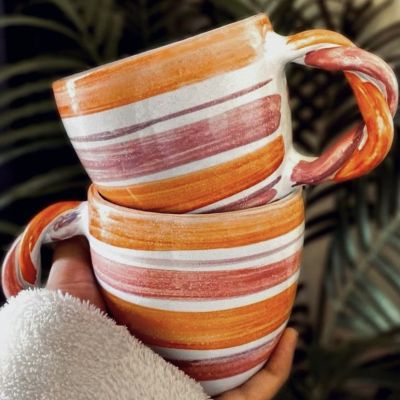 Pottery Mug: Orange-Pink