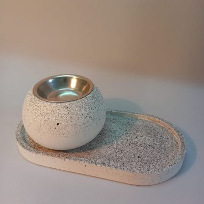 Oval coaster and incense burner set with silver lid