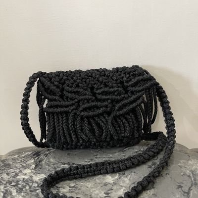 A macrame bag.