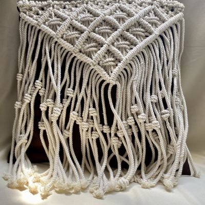 Macrame  linen cushion cover 