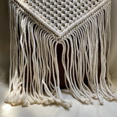 Linen macrame cushion cover