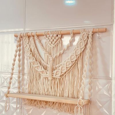 Macrame with wooden shelf