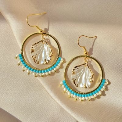 Seashell Earrings ( Blue )