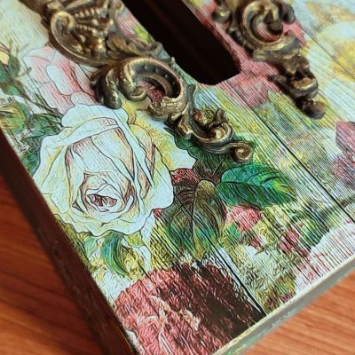 Beautiful tissue box cover with decoupage 