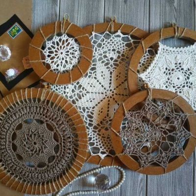 set of crochet boho wall hangings ( tableu)