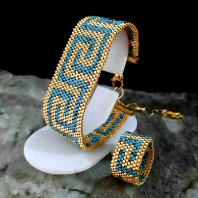 A turquoise Versace style set by Miyuki beads