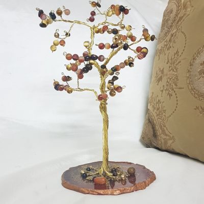 Handmade tree with coloured agate and tigereye 