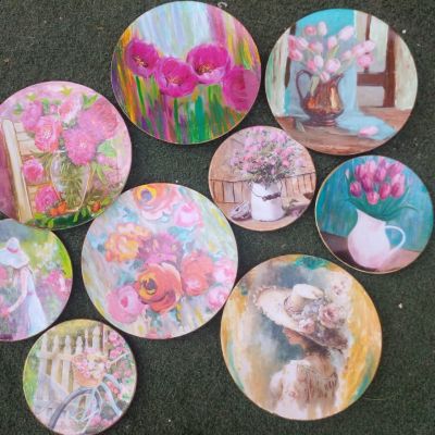 decoupage wooden plates