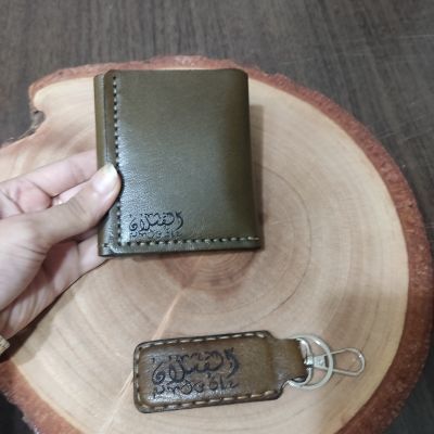 Trifold natural leather wallet💚