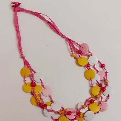 Wooden beads and reaffia necklace 