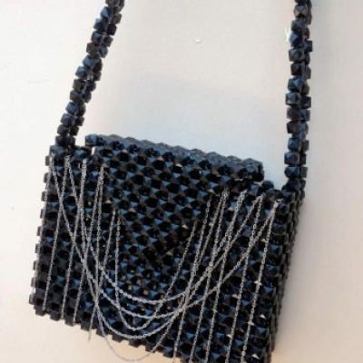 Black hexagon crystal bag