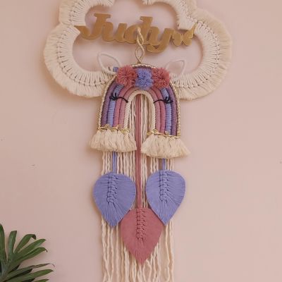 Unicorn face macrame cloud with name 