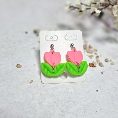 Polymer Clay Tulip Flower Earrings 