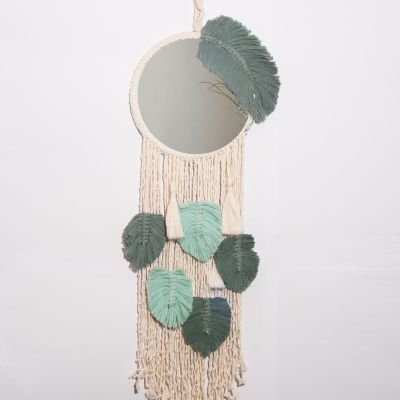 Macrame feather mirror