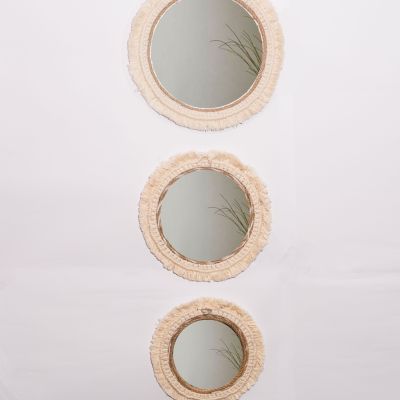 Set of 3 jute macrame mirror