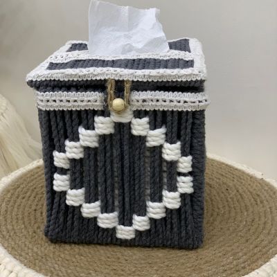 A box of macrame tissues