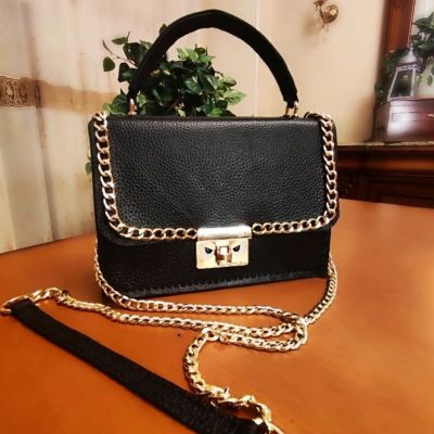 Black leather bag