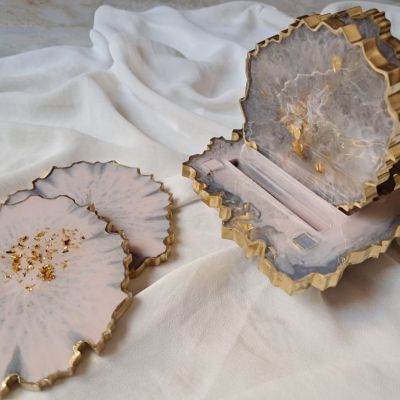 Resin Coasters set with stand