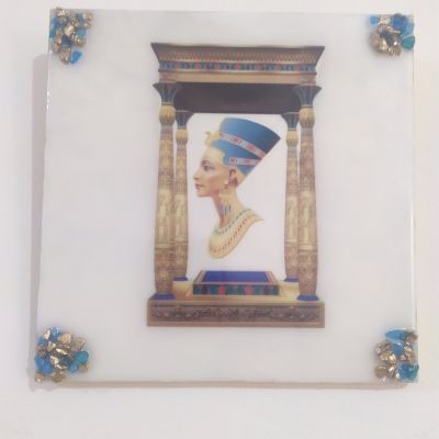 Nefertiti's panel of wood, resin and stones