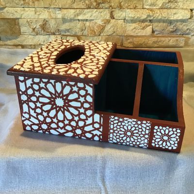 Tissue box with organizer 