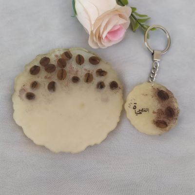 Coffee Beans Resin Coaster and Medallion Set