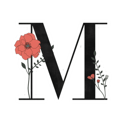 floral letter M sticker