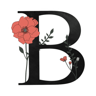 floral letter B sticker