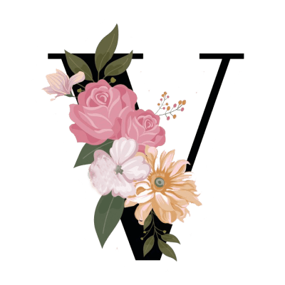 floral letter V sticker 