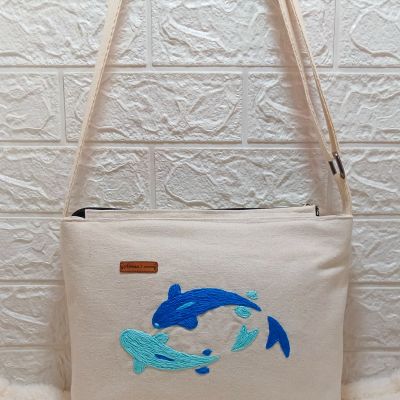 Cross bag embroidery Dolphin