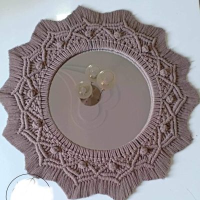 Mirror with macrame art