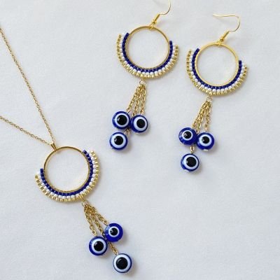 Evil Eye Earrings & Necklace ( SET )