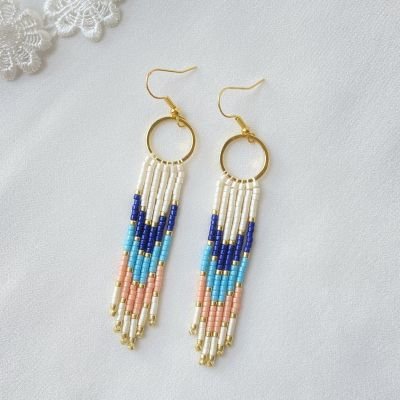 Fringe Earrings Blue