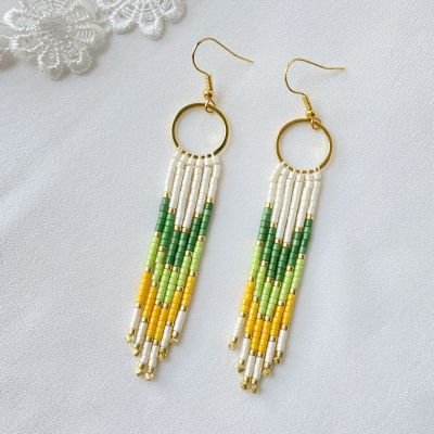 Fringe Earrings Green