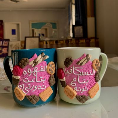 Polymer clay mugs for couples 