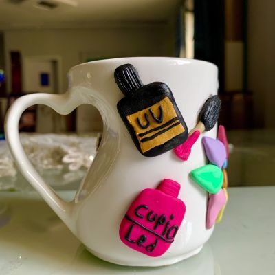 Polymer clay makeup mug 