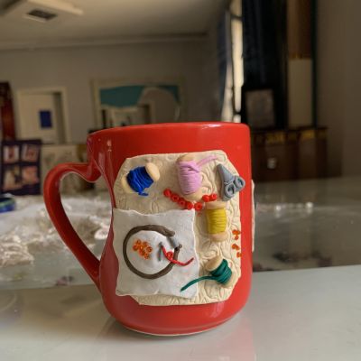 Polymer clay mug for handcrafter