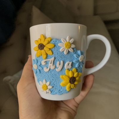 Polymer clay name mug 