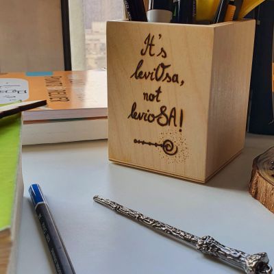 It's leviOsa, not levioSA! - Wooden Pencil Holder