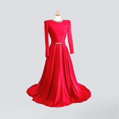 Red satin princess dress