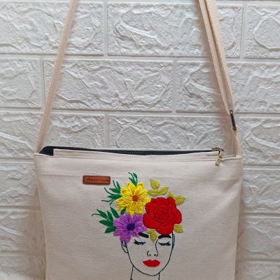 Cross bag embroidery flower girl