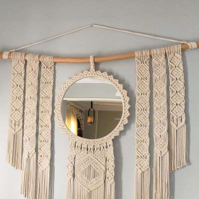 Macramé wall hanging with mirror 