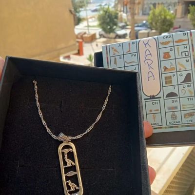 Pure silver pharaonic cartouche necklace 