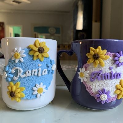 Polymer clay name mug